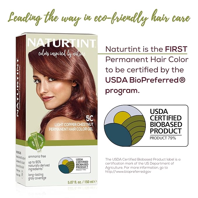 Naturtint 5C Light Copper Chestnut Permanent Hair Color (Pack of 6), Ammonia Free, Vegan, Cruelty Free, up to 100% Gray Coverage, Long Lasting Results (Packaging may vary)