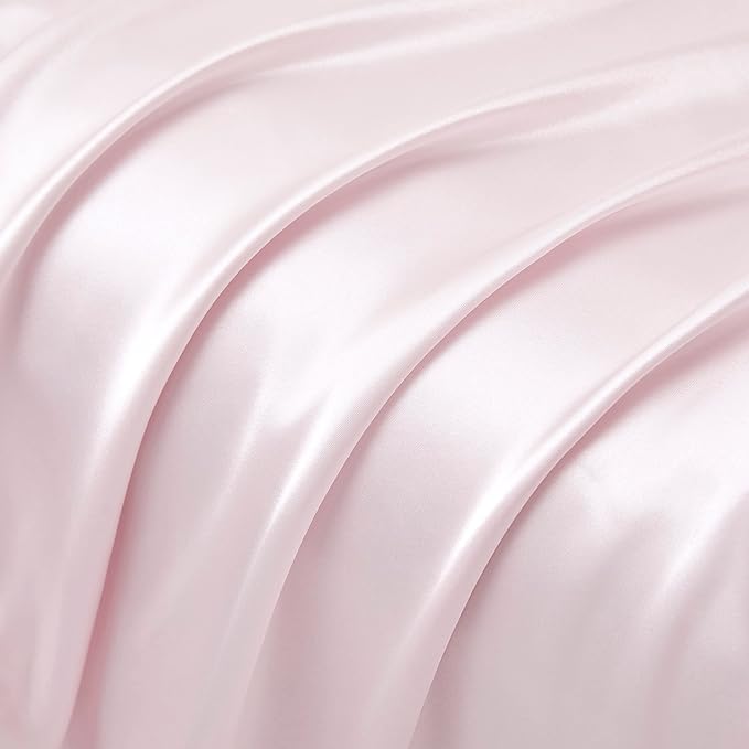 Blush Pink Satin Pillowcase Standard Set of 2 with Envelope Closure，Blush Pink Silk Pillowcase for Hair and Skin (20x26)