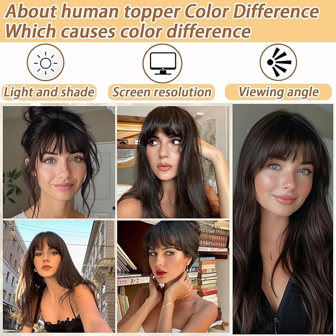 Amchoice Hair Toppers for Women Real Human Hair, Bangs Hair Clip 360° 3D Cover Bangs, Human Hair Toppers for Women Daily(Gray, 3D French Bangs (5 * 9))