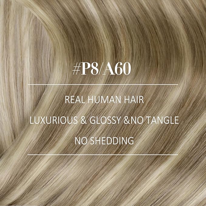 YoungSee Highlight Clip in Human Hair Extensions 22 inch Real Human Hair Extensions Clip ins Blonde Highlights with Light Brown Clip in Extensions Long Straight Hair 7Pcs 120G