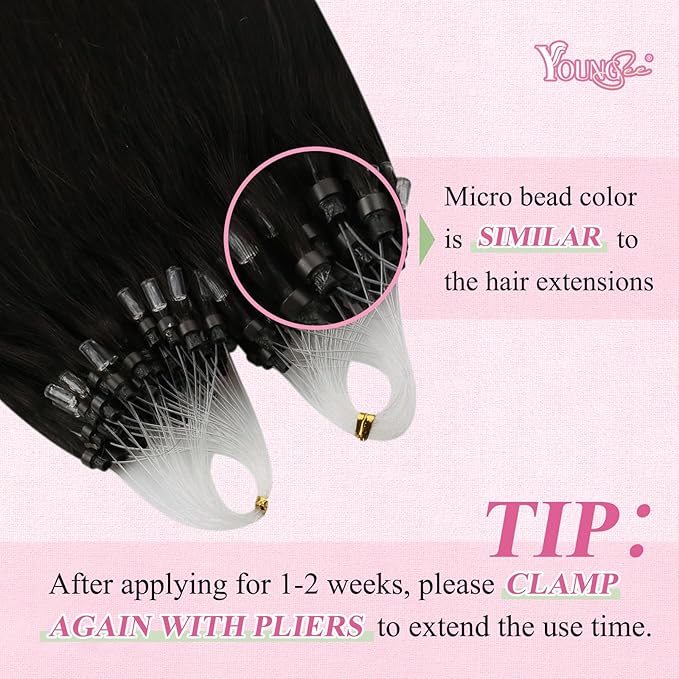 YoungSee Micro Link Hair Extensions Human Hair Dark Brown Microbead Hair Extensions Human Hair Brown Micro Bead Hair Extension Real Human Hair Dark Brown 16In Beaded Hair Extension 50s 50g Remy Hair