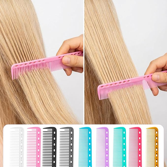 Jeffdad 9 PCS Carbon Hair Cutting Combs, Professional Carbon Fine Cutting Comb Heat Resistant Carbon Fiber Salon Hairdressing Comb Multi-Function Medium and Fine for Man Woman