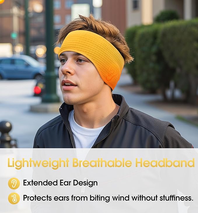 SUNMECI Lightweight Soft Fleece Headband - Breathable Ear Muffs for Men Women in Winter Running Cycling Ski Comfortable Warm for Clod Weather Sports