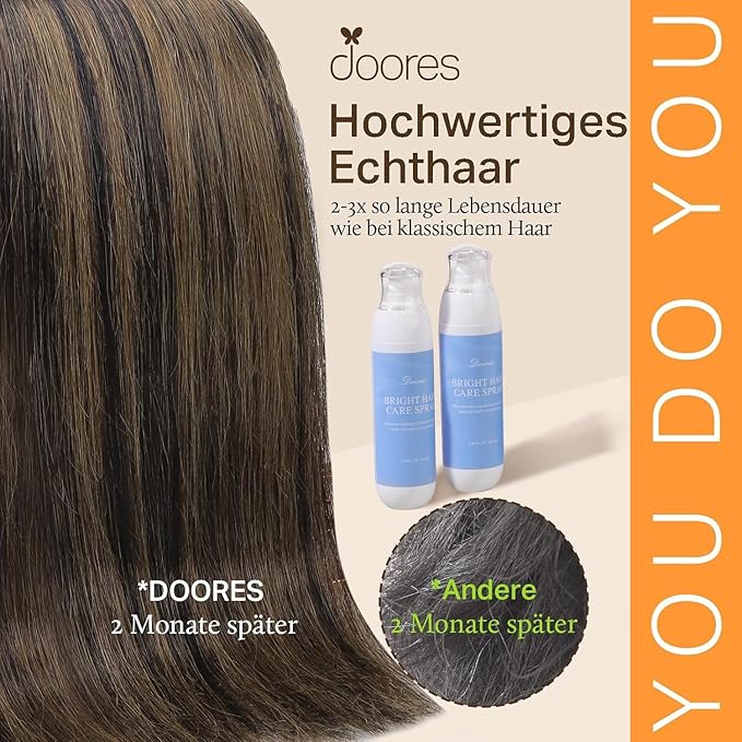 DOORES Clip in Human Hair Balayage Dark Brown to Chestnut Brown 14 Inch 7pcs Clip in Extensions Natural Real Hair 100g Straight