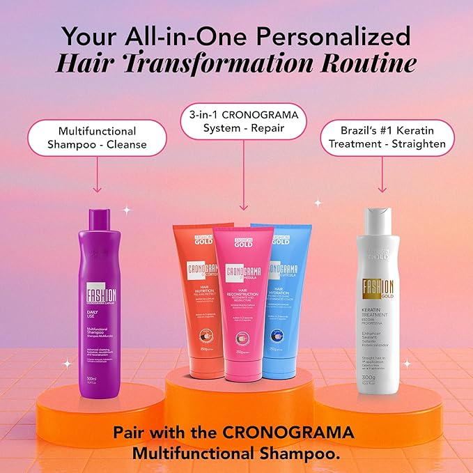 FASHION GOLD Cronograma Capilar, VIRAL 3-SECOND HAIR FIX, Hair Mask for Damaged Hair, Tratamiento para Cabello Seco y Maltratado, Deep Conditioner for Dry Damaged Hair, Frizz-Free