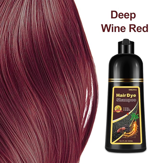 Hair Dye, Hair Dye Shampoo for Women & Men, Color Shampoo Hair Dye 16.9 Fl Oz, Safe and Natural Champu Para Canas (Dark Wine Red)