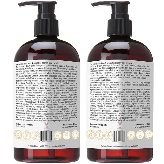 Laritelle Organic Hair Care Set Silk Velvet: Shampoo 17.5 oz + Conditioner 16 oz