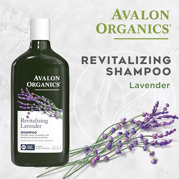 Avalon Organics Revitalizing Lavender Shampoo, For Smooth, Shiny, Touchably Soft Hair For Normal To Dry Hair, 11 Fluid Ounces