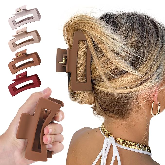 4Pcs Cloud Claw Clips for Women, 4.2 Inch Non-Slip Strong Hold Hair Claws, Unbreakable & Durable TPEE-Silicone Blend, Large Bendable Cozy Hair Clip for Thin/Thick/Curly Hair, All-Day Comfort