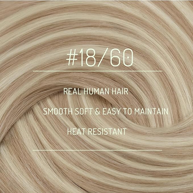 RUNATURE Blonde Clip in Hair Extensions Real Human Hair 22 Inch Real Hair Extensions Clip Ins Blonde Human Hair Clip in Extensions with Highlight #18P60 120g 7pcs