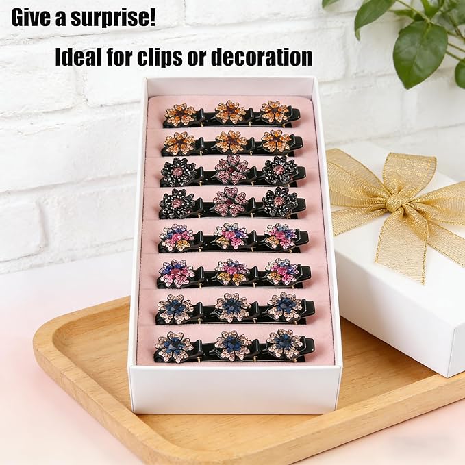 4PCS Sparkling Crystal Stone Braided Hair Clips for Women,Rhinestone Hair Clip for Short and Long Hair,Duckbill Hair Clips for Thick and Fine Hair,Hair Styling Accessories Birthday & Christmas Gifts