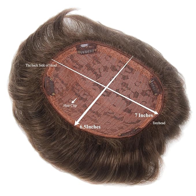 H&Bwig Men Short Toppers Hairpiece Clip in Hair Extensions for Covering White Loss Hair Toupee (Brown6060#6-10)
