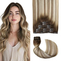 Pro2.0 Clip in Hair Extensions Real Human Hair 20inch 7pcs #3/8/22 Walnut Brown to Ash Brown and Golden Blonde Remy Real Human Hair Extensions Clip ins 120g Thick Double Weft（#3/8/22-20inch）