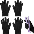 JIEYAO 4 Pack Heat Resistant Gloves for Hair Styling, Curling Iron Glove Heat Blocking Glove for Curling Wand F& lat Iron