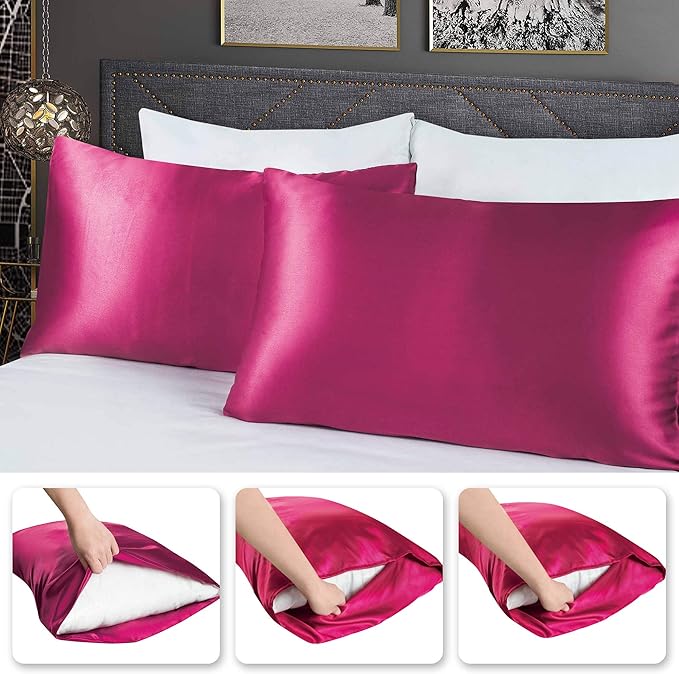 Tyfitb Satin Pillowcase Set for Hair & Skin Care – Cooling, Hypoallergenic, Anti-Frizz, Wrinkle-Free – Soft, Luxurious Pillowcases with Envelope Closure – 2-Pack, King Size 20x36, Gift-Ready