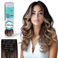 Irresistible Me Real Human Hair Extensions Clip Ins – 100% Human Hair Clip In Extensions for Length & Volume – Invisible Extension – Heat Resistant & Dyeable – Ash Brown Balayage, 20 Inches