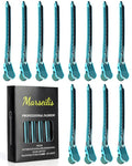 Alligator Clips for Hair Styling 12 pcs Anti-Slip No-Trace Duck Billed Hair Clips Rustproof Metal Alligator Curl Clips for Hair Styling for Salon & Makeup, blue.