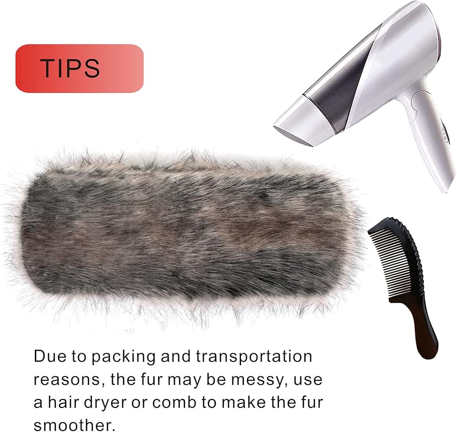 Faux Fur Headband for Women Winter Earwarmer Earmuff with Elastic