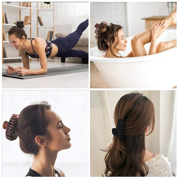 OWIIZI Big Hair Claw Clips for Women - Long Thick Hair 4.3" Nonslip Jumbo Clips With Strong Hold, Large Clamps for Styling (3 Packs)