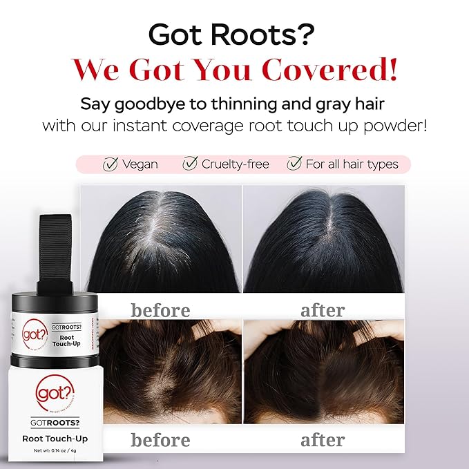 Got? Roots - Pigment Infused Root Touch Up Kit for Light Brown Hair - Temporary Thinning & Gray Cover Up, Brow Filler & Hairline Powder - 0.14 OZ Tub