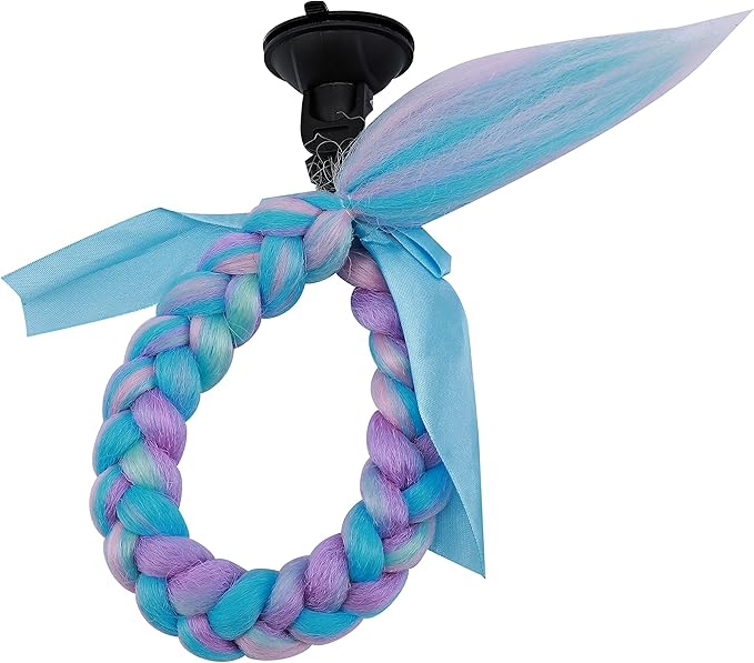SEGO 1PCS/2PCS Helmet Pigtail Braids with Detachable Suction Cup Bowknot Ponytail Hair Many Colors (Helmet not Included)
