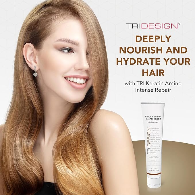 TRIDESIGN Keratin Amino Intense Repair, Keratin Hair Treatment Intensive Conditioner w/Coconut Oil,Fatty & Amino Acids, Hydrolyzed Keratin Protein - Moisturizing Hair Mask & Hair Treatment Mask 6 oz