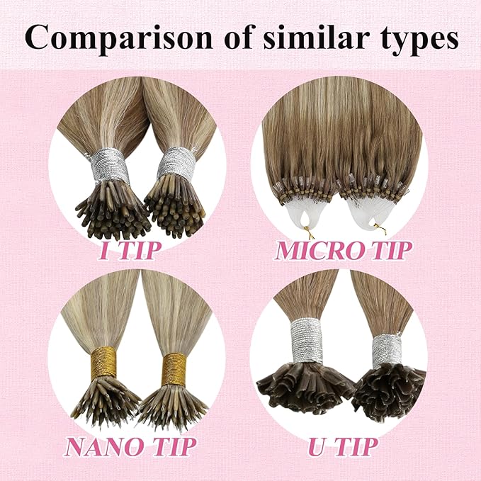 YoungSee Microbead Hair Extensions Ombre Micro Loop Hair Extensions Real Human Hair Balayage Light Brown with Blonde Micro Hair Extension Human Hair Silky Straight for Young Adults 22 Inch 50s 50g