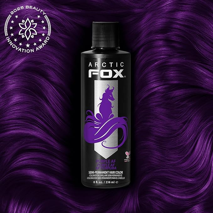 Arctic Fox Semi-Permanent Hair Dye, Vegan & Cruelty-Free, Conditioning, Ammonia-Free, Long-Lasting, Purple AF, For All Hair Types, 8 Fl Oz