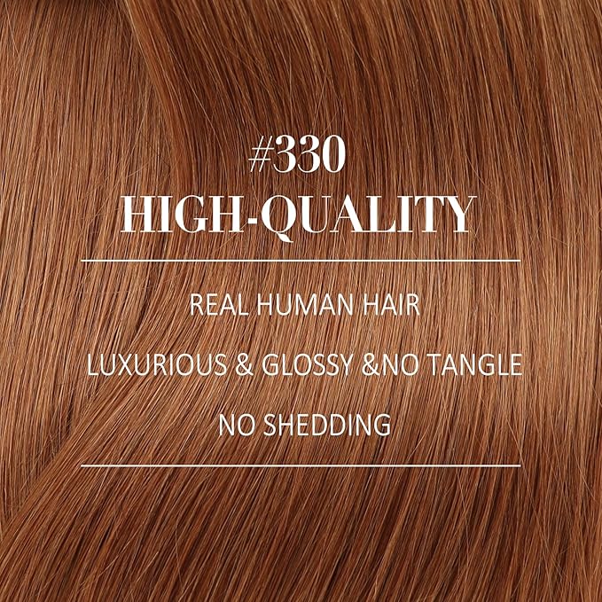 YoungSee Clip in Human Hair Extension Copper Real Hair Clip in Extension Copper Real Human Hair Extensions Clip ins Dyable Remy Hair for Women 14Inch 7Pcs 120g