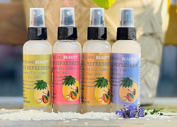 Rice Water For Hair Growth - Hair & Scalp Treatment, Rosemary Water Spray For Hair Growth, Infused with Biotin, Vegan Non-Greasy Spray Naturally Thicker hair. (Vanilla + Cedarwood, 4 OUNCES) (8 OUNCES, Lavender vanilla)