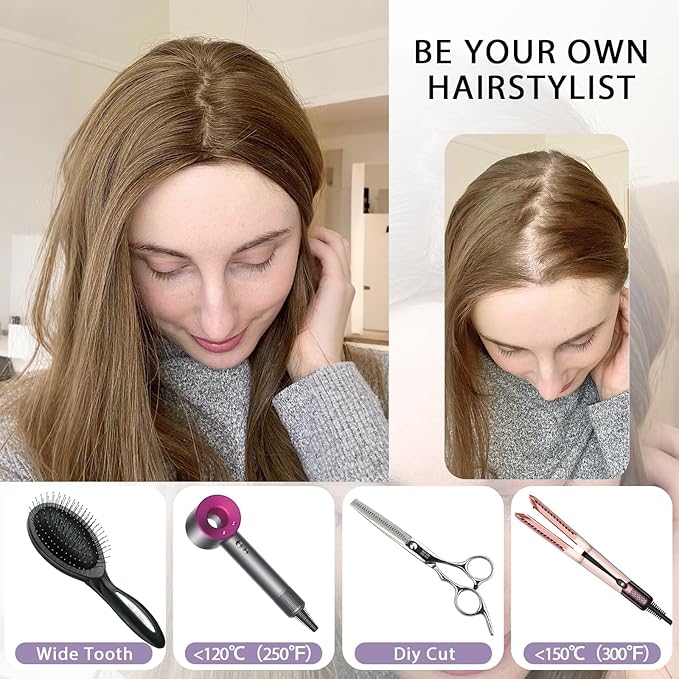 Toppers Hair Pieces for Women #TAC, 3x5 Inch Injected Silk Base 14 Inch Length 130% Density Real Human Hair Toppers
