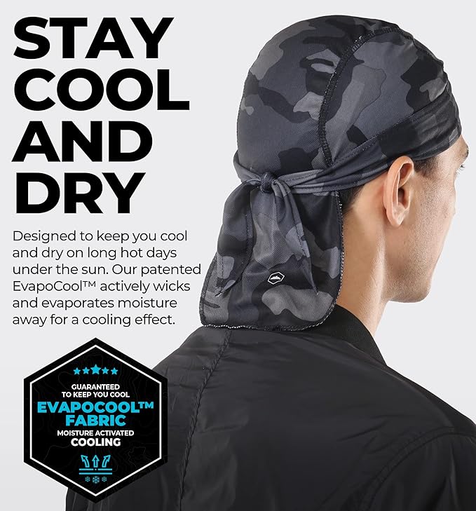 Cooling Helmet Liners - Do Rag Skull Caps for Men - Cooling Head Wraps, Hard Hat Liner - Motorcycle Pirate Bandana