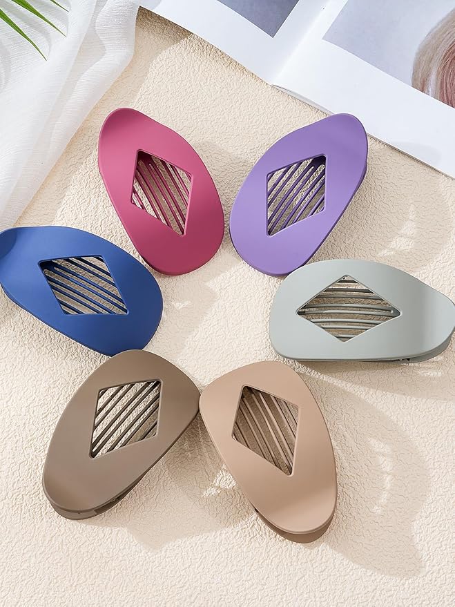 6 PCS Flat Hair Clips for Women - French Medium Flat Claw Clips for Thick Thin Hair, Strong Grip Non Slip Hair Claw Clips for Women Girls