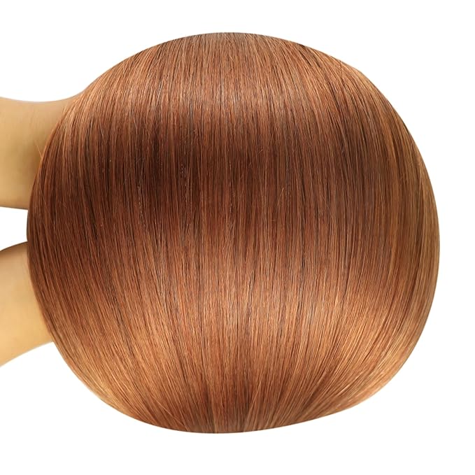 YoungSee Clip in Human Hair Extensions Light Copper Clip in Extensions Real Human Hair Copper Hair Extensions Clip ins Straight Soft Hair 18Inch 7Pcs 120G