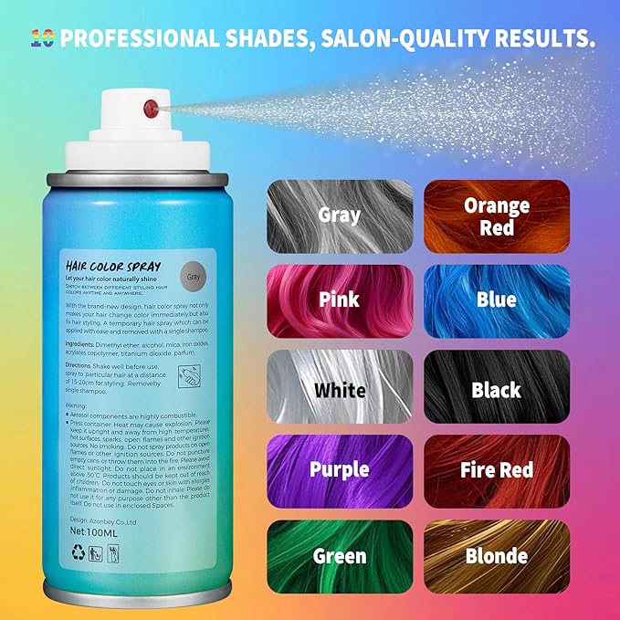 Halloween Hair Spray,Temporary Hair Color Spray for Women Kids Men,Washable Hairspray,Colored Hair Spray,Color Hairspray for Halloween,Party,Cosplay,Christmas Day (06#Gray)