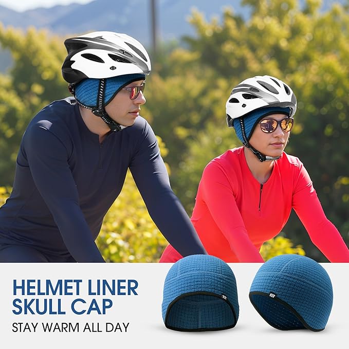 Skull Cap Helmet Liner, Winter Thermal Cycling Cap for Men & Women, Lightweight Cycling Hat for Biking Running Outdoor Work