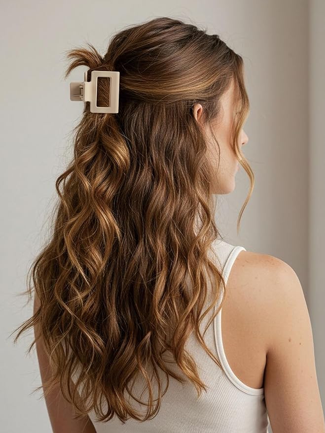 3 Styles Matte Hair Clips for Women 12 PCS Small Medium Claw Clips for Thin Thick Hair 2'' Rectangle Hair Claws 1.5'' Double Row Small Claw Clips Flower Clips Combination | Hair Accessories for Women