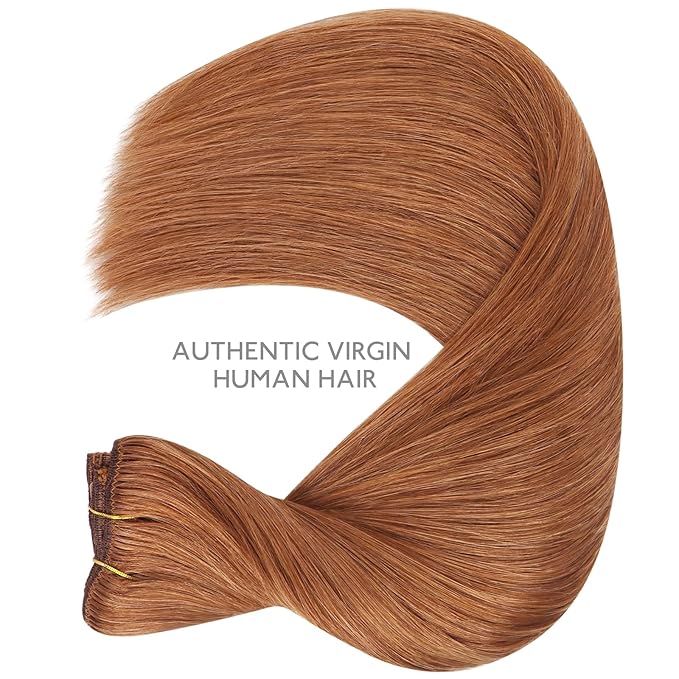 WENNALIFE Clip in Hair Extensions, 150g 14 Inch 9pcs Cinnamon Terra Copper Remy Hair Thicker Double Weft Extensiones De Cabello Humano Con Clip Ins Straight Full Volume