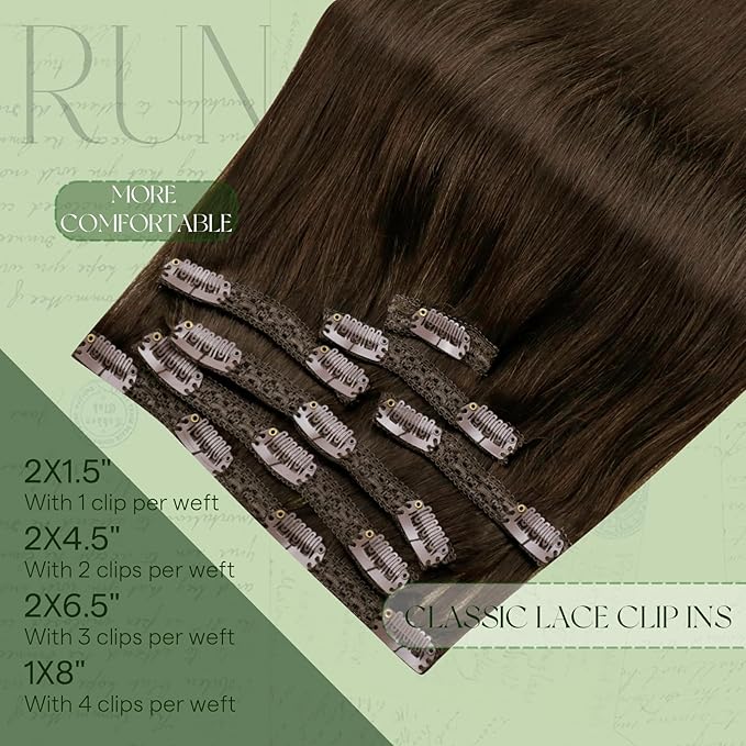 RUNATURE Real Human Hair Clip in Extensions, Brown Clip in Hair Extensions, Short Hair Extensions Clip Ins, Remy Natural Hair Thick Full Ends, Easy to Apply, 10 Inch 80g 7pcs #4 Medium Brown