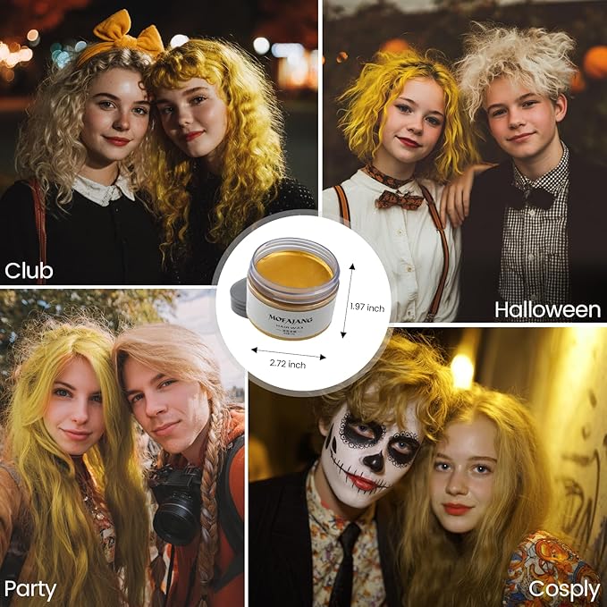 SOVONCARE Gold Temporary Hair Color Wax Washable Hair Dye for Men & Women, All-Day Hold Disposable Hair Styling Clays for Party, Cosplay & Daily 4.23 oz