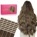 WENNALIFE Tape in Hair Extensions Human Hair, 40pcs 100g 18 inch Balayage Chocolate Brown to Caramel Blonde Hair Extensions Real Human Hair Straight Tape in Extensions Reusable Real Hair Extensions
