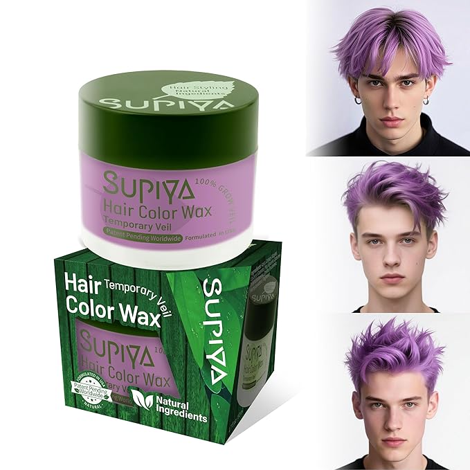 Temporary Hair Color Wax for Men - SUPIYA Washable Hair Wax Color, All-Day Hold Disposable Hair Wax for Party, Cosplay & Daily (Color #69W)
