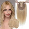 Hair Toppers for Women Real Human Hair No Bangs, 13 * 15 cm Larger Silk Base 150% Density Clip In Topper Hairpieces, Wiglet Top Pieces Add Volume -14 Inch 27 Dark Blonde