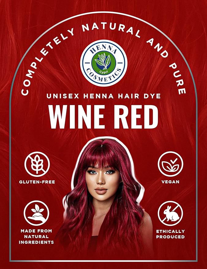 Natural Henna Hair Color Dye, 100% Pure Henna Powder for Hair Growth Organic (Wine Red, 100 Gr + Free 50 Gr.)