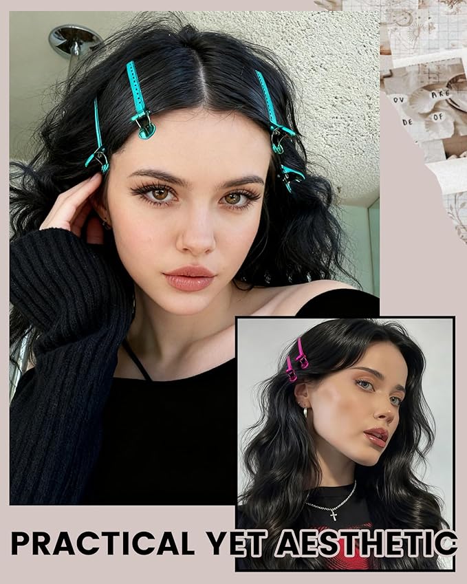 Alligator Clips for Hair Styling 12 pcs Anti-Slip No-Trace Duck Billed Hair Clips Rustproof Metal Alligator Curl Clips for Hair Styling for Salon & Makeup, blue.