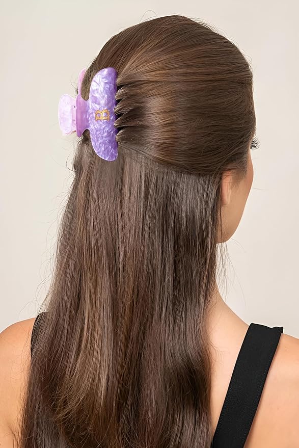 Birthday Gifts for Girls - Purple Acrylic Letter Hair Clips, Monogram Hair Claw Alphabet Large Hair Clip, Fashion Glitter Claw Clips, Teen Girl Gifts Trendy Stuff, Letter C
