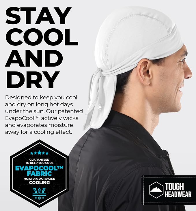 Cooling Helmet Liners - Do Rag Skull Caps for Men - Cooling Head Wraps, Hard Hat Liner - Motorcycle Pirate Bandana