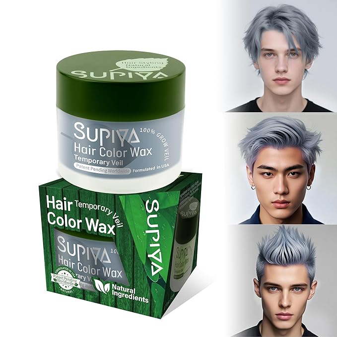 Temporary Hair Color Wax for Men - SUPIYA Washable Hair Wax Color, All-Day Hold Disposable Hair Wax for Party, Cosplay & Daily (Color # 83W)