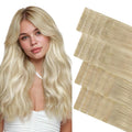 GOO GOO Invisi Edge Tape in Hair Extensions Human Hair, 18ET90A Natural Blonde Balayage10pcs injected with 10pcs classical tape ins, 20inch 50g, Virgin Remy Hair, Natural Look