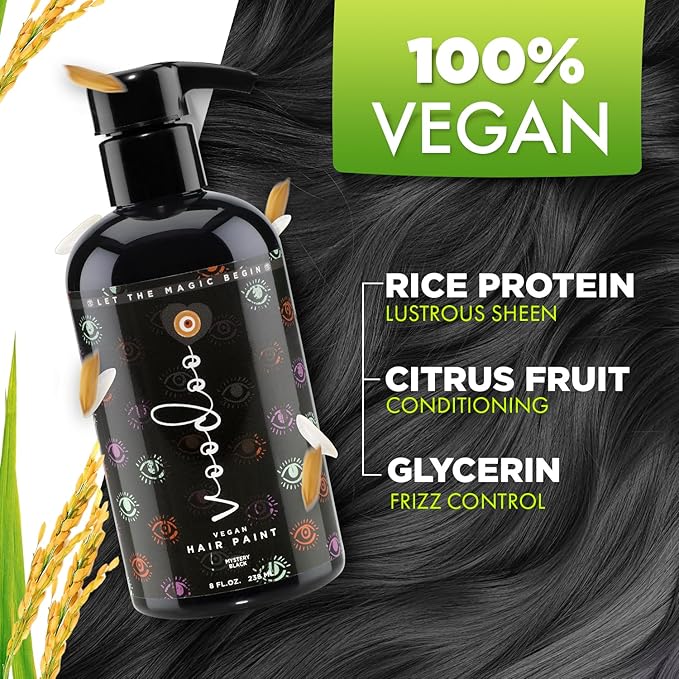 MOEHAIR Semi-Permanent Hair Color | Black Hair Dye 8 Oz | Temporary Hair Dye for Dark Hair | Voodoo Majestic Black Hair Color No Ammonia, Sulfate & Paraben | Vegan & Cruelty-Free | Drip-Free & Creamy